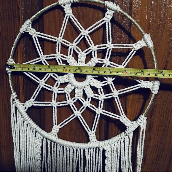 Large White Feather Macrame Wall Hanging Accent - Picture 3 of 3